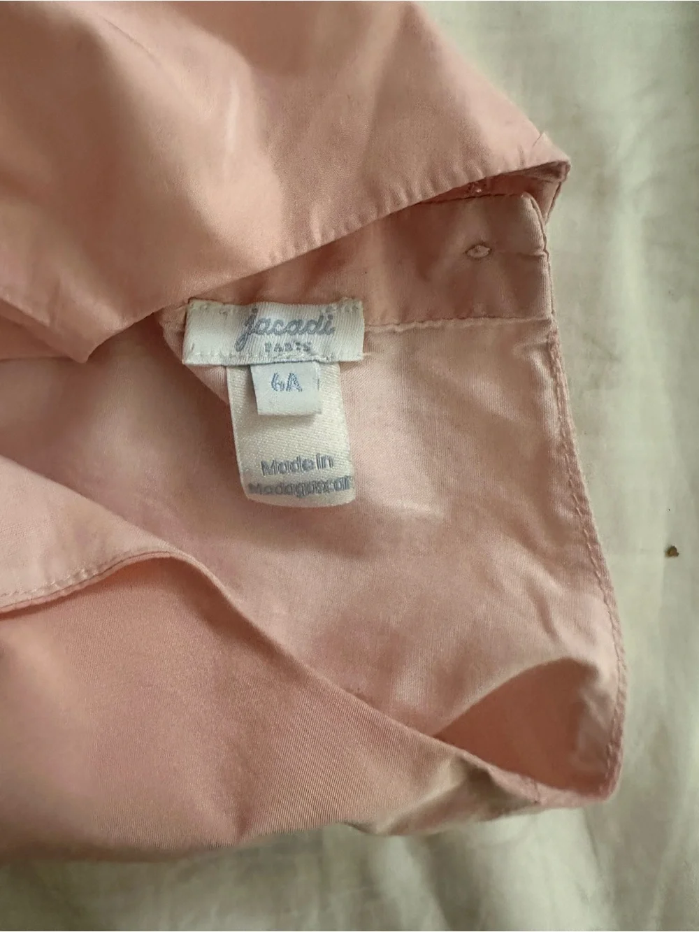 Jacadi Pale Pink Pleated Bow-Trim Dress Sleeveless Midi Kids Size 6A